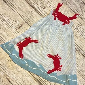 Cotton Kids crab beach seersucker dress. Size 6
